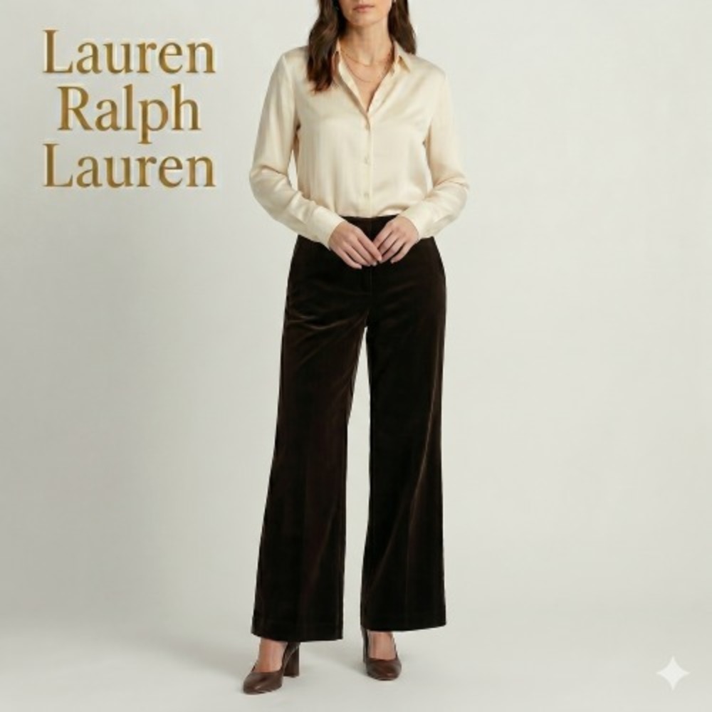 Lauren Ralph‎ Lauren Women's Anglesey Velvet Pants Dark Chocolate 6P